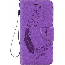 Fourre iPhone 7 Plus / 8 Plus - Flip plume freedom - Violet