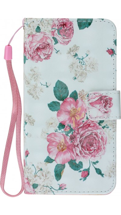 Hülle iPhone X / Xs - Flip 3D Flowers Vintage - Rosa