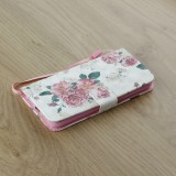 Fourre iPhone X / Xs - Flip 3D Flowers Vintage - Rose