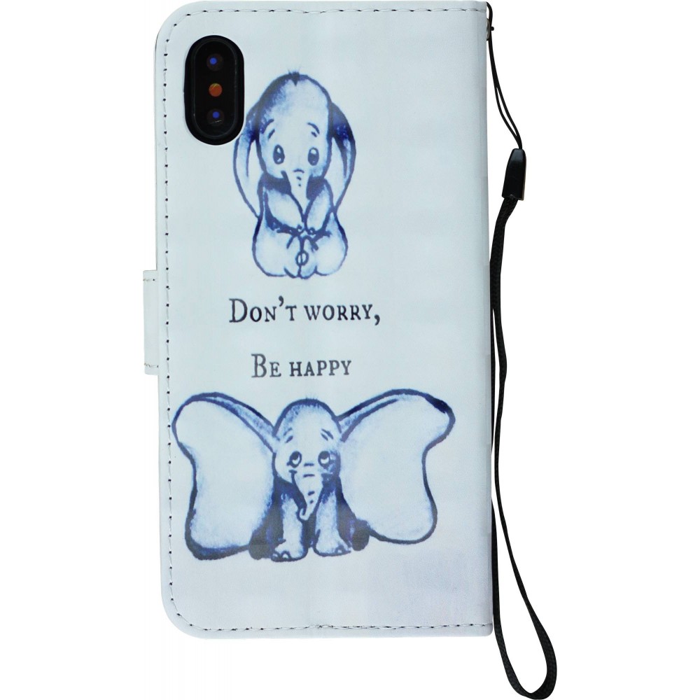 Fourre iPhone X / Xs - Flip 3D be happy elephant