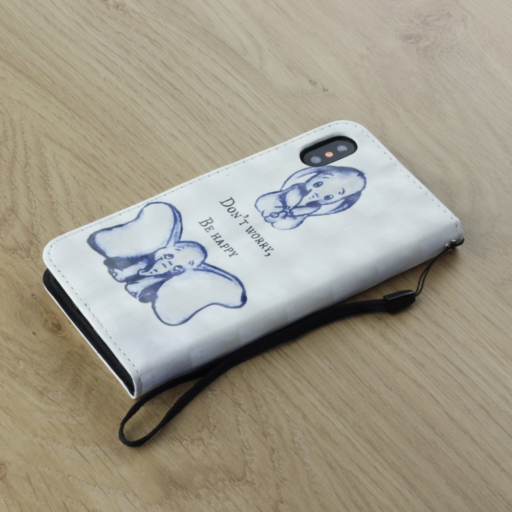 Fourre iPhone X / Xs - Flip 3D be happy elephant