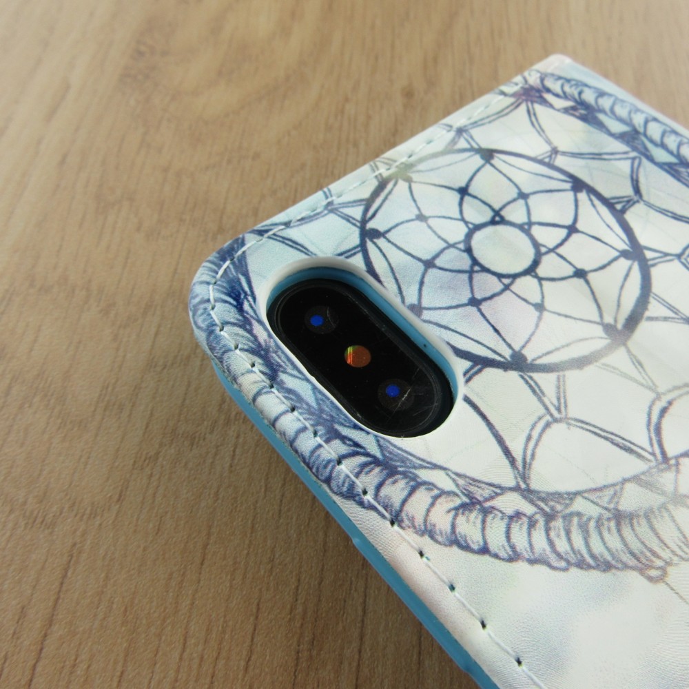 Fourre iPhone X / Xs - Flip 3D dreamcatcher - Bleu clair