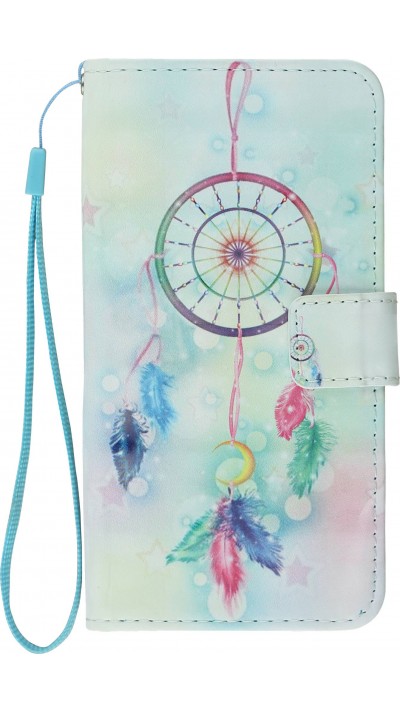 Fourre iPhone X / Xs - Flip 3D dreamcatcher plumes multicolores