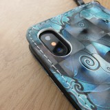 Hülle iPhone X / Xs - Flip 3D furchtsame blaue Katze