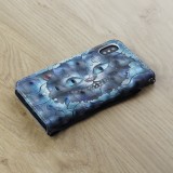 Hülle iPhone X / Xs - Flip 3D furchtsame blaue Katze