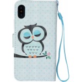 Fourre iPhone XR - Flip 3D hibou - Vert