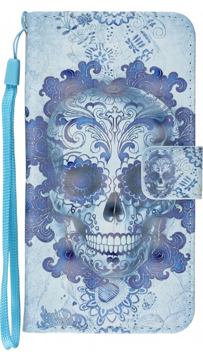 Hülle iPhone Xs Max - Flip 3D Skull - Hellblau