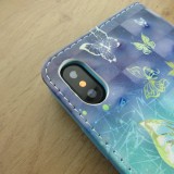 Hülle iPhone XR - Flip 3D goldene Schmetterlinge