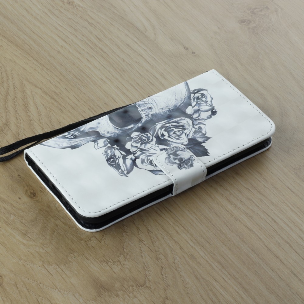 Hülle iPhone Xs Max - Flip 3D skull - Schwarz