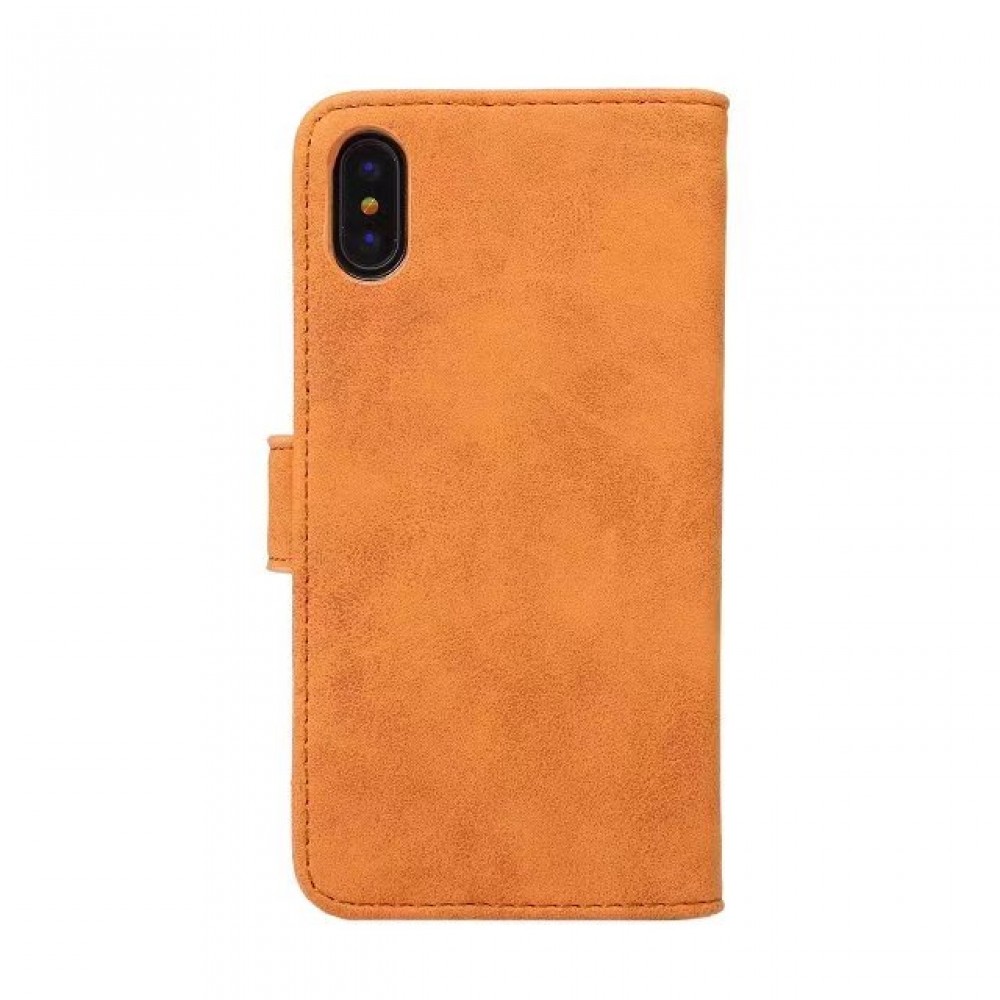 Hülle iPhone X / Xs - Flip Wildleder - Braun