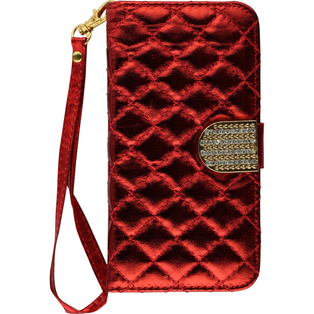 Fourre iPhone X / Xs - Flip Deluxe Bling - Rouge