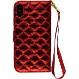 Fourre iPhone X / Xs - Flip Deluxe Bling - Rouge