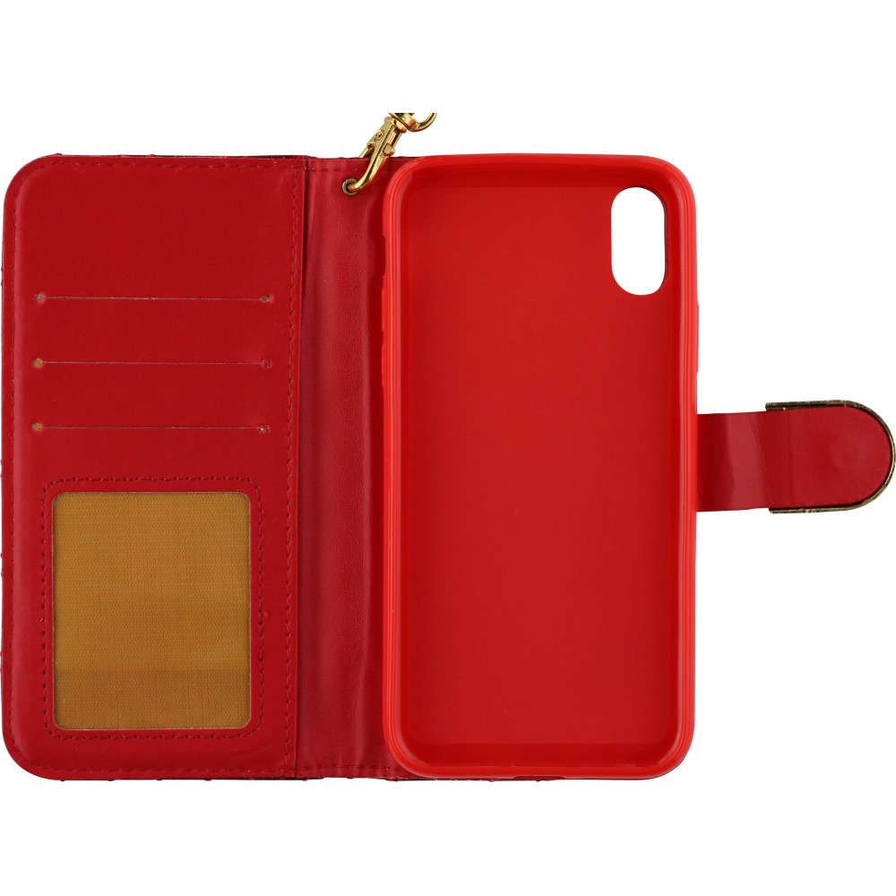 Hülle iPhone X / Xs - Flip Deluxe Bling - Rot