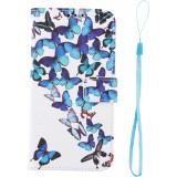 Fourre iPhone X / Xs - Flip papillons - Bleu