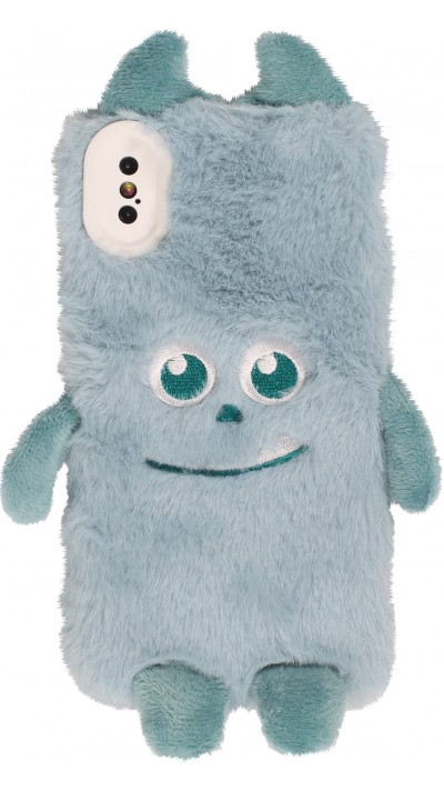 iPhone Xs Max Case Hülle - Fluffy weiches Plüschmonster  - Hellblau