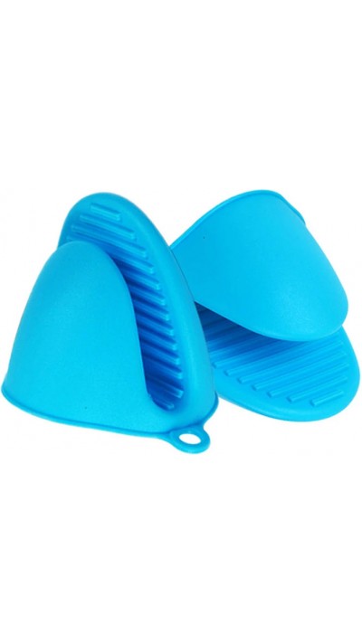 Gants de protection en silicone résistant à la chaleur de taille universelle pour le barbecue/le four - Bleu