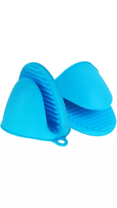 Gants de protection en silicone résistant à la chaleur de taille universelle pour le barbecue/le four - Bleu