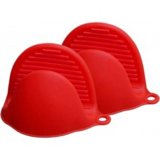 Gants de protection en silicone résistant à la chaleur de taille universelle pour le barbecue/le four - Rouge