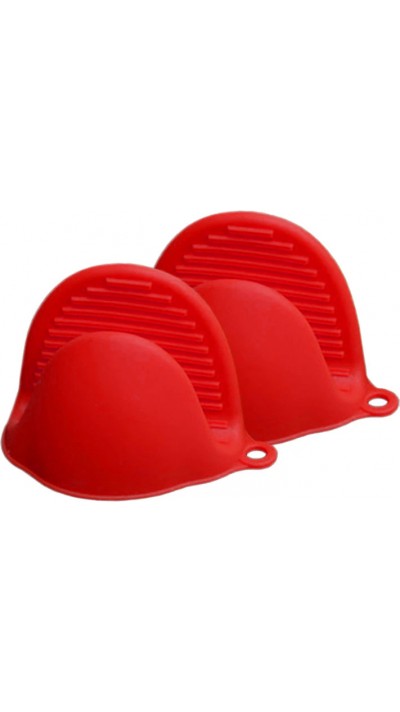 Gants de protection en silicone résistant à la chaleur de taille universelle pour le barbecue/le four - Rouge