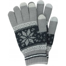 Gants tactiles d'hiver en tricot "Snowflake" avec compatibilité avec les écrans de smartphones et tablettes - Gris