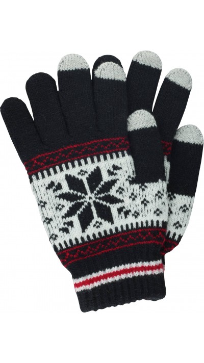 Strickhandschuhe "Snowflake" für Winter mit Touchscreen kompatibilität - Schwarz