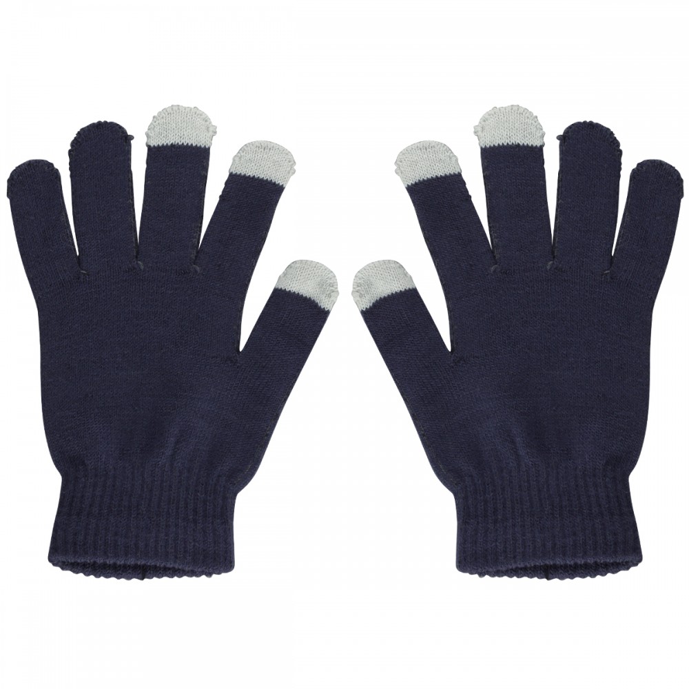 Gants tactiles universels pour l'hiver avec compatibilité avec les écrans de smartphones et tablettes - Taille universelle bleu - Gris