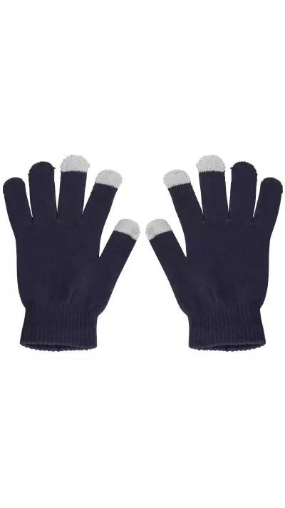 Gants tactiles universels pour l'hiver avec compatibilité avec les écrans de smartphones et tablettes - Taille universelle bleu - Gris