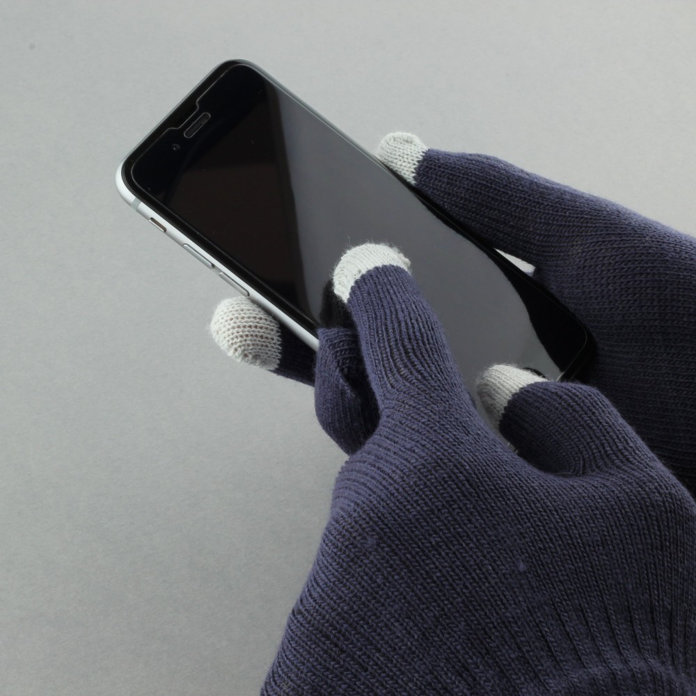 Gants tactiles universels pour l'hiver avec compatibilité avec les écrans de smartphones et tablettes - Taille universelle bleu - Gris