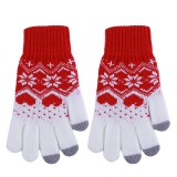 Gants tactiles d'hiver en tricot 'SNOWFLAKE' avec compatibilité avec les écrans de smartphones et tablettes - Rouge