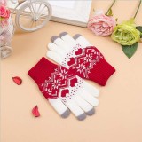 Gants tactiles d'hiver en tricot 'SNOWFLAKE' avec compatibilité avec les écrans de smartphones et tablettes - Rouge