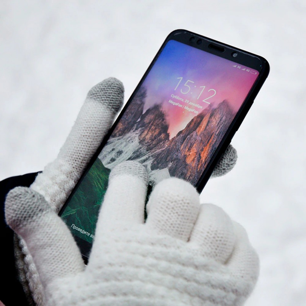 Gants tactiles d'hiver en tricot pour femme avec compatibilité avec les écrans de smartphones et tablettes - Blanc