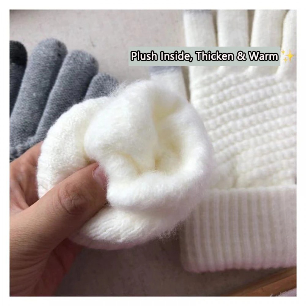 Winter-Touch-Handschuhe aus Strick für Frauen mit Kompatibilität für Smartphone- und Tablet-Bildschirme - Weiß