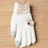 Gants tactiles d'hiver en tricot pour femme avec compatibilité avec les écrans de smartphones et tablettes - Blanc