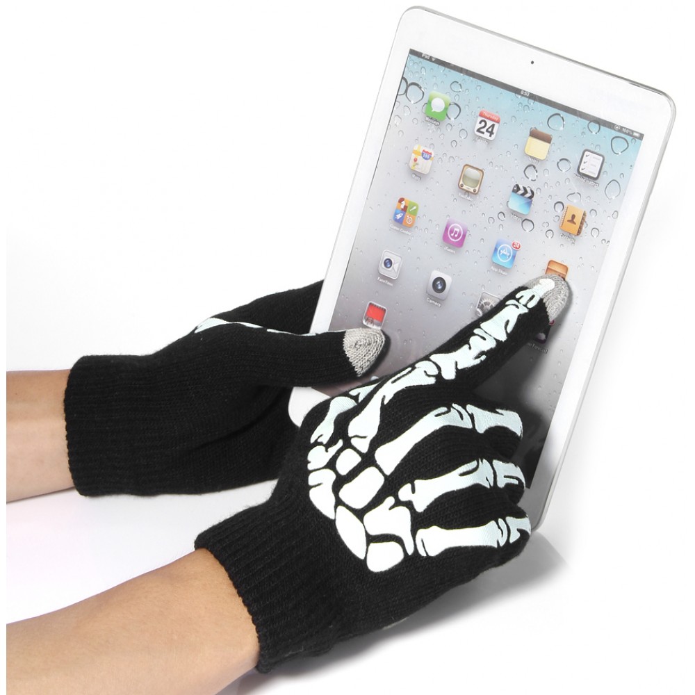 Gruselige Skelett Handschuhe universalgrösse mit Touchscreen Unterstützung