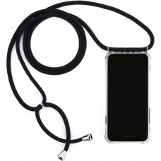 Coque iPhone X / Xs - Gel transparent avec lacet - Noir