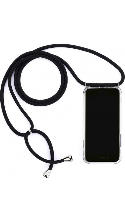 Coque iPhone X / Xs - Gel transparent avec lacet - Noir