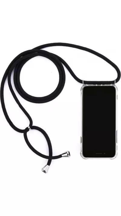 Coque Samsung Galaxy S21+ 5G - Gel transparent avec lacet - Noir