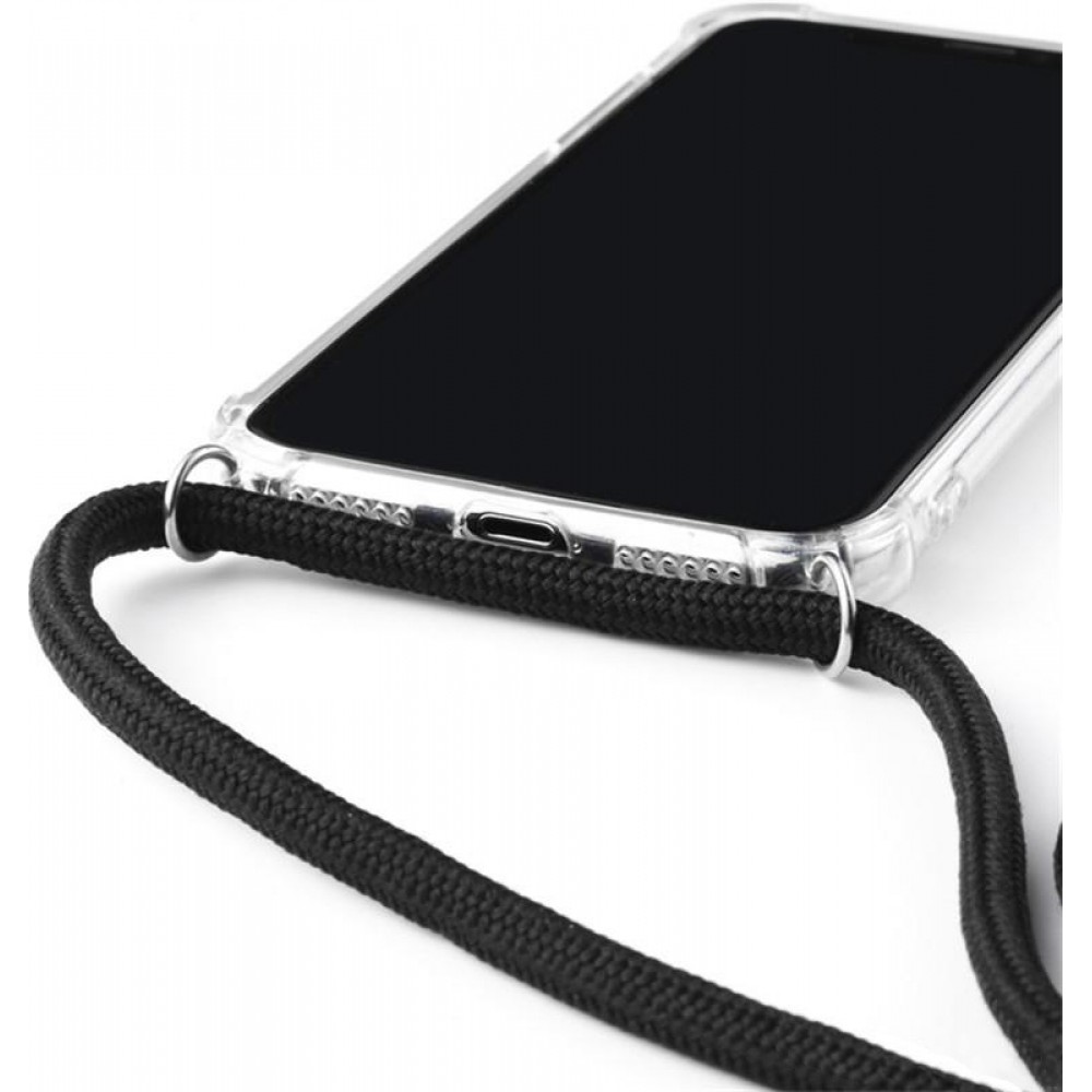 Coque iPhone X / Xs - Gel transparent avec lacet - Noir
