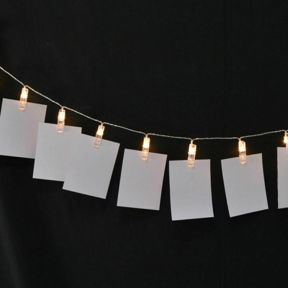 Guirlande lumineuse avec 20 pincettes LED blanche chaude