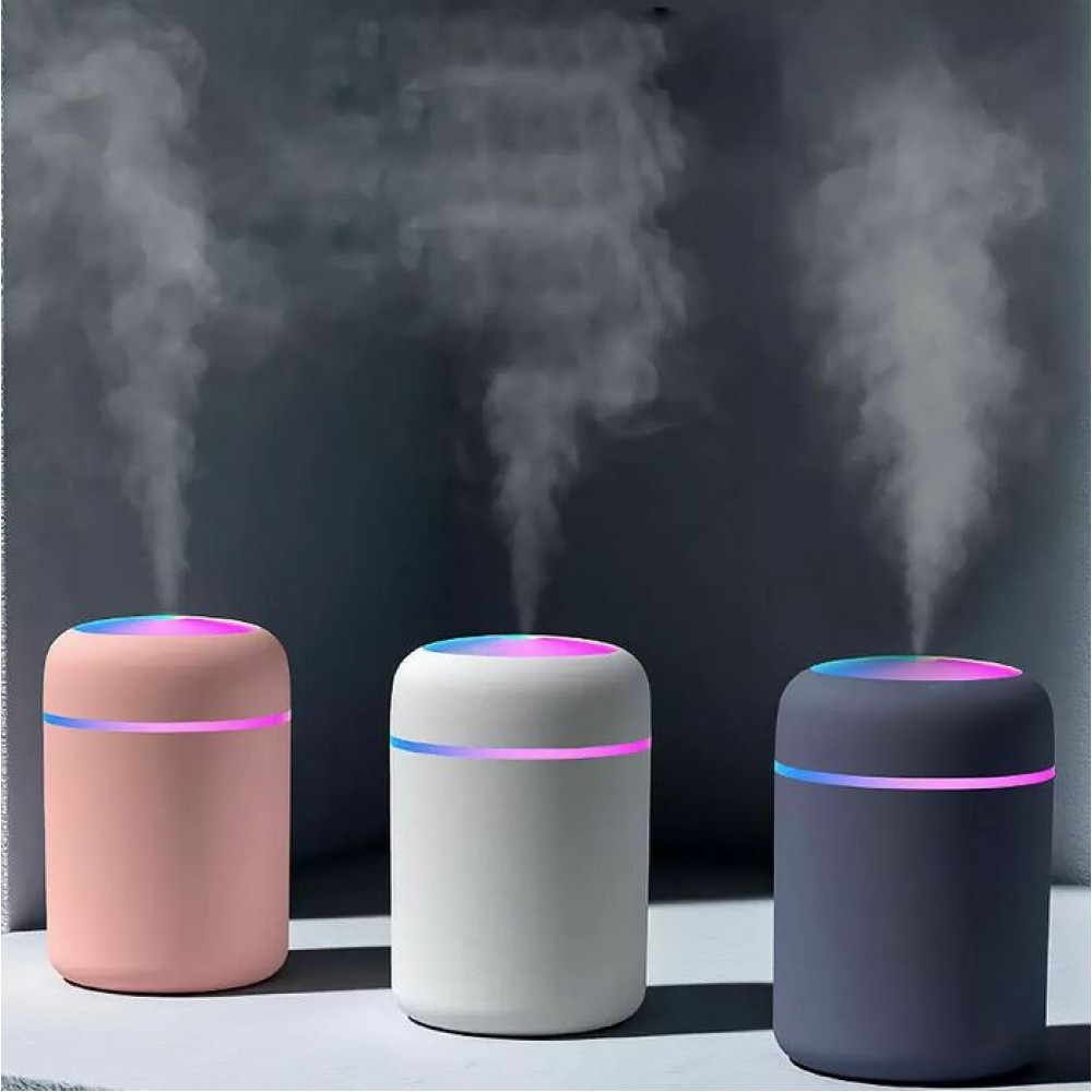 Humidificateur H2O d'air portabel et compact avec lumière LED multicolore - Blanc