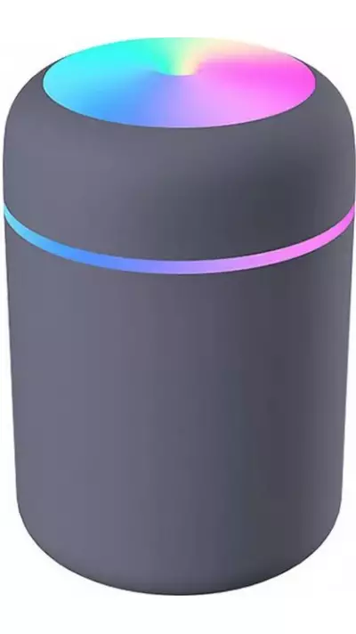 Humidificateur H2O d'air portable et compact avec lumière LED multicolore - Noir