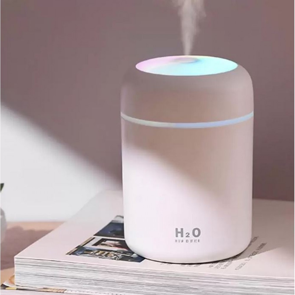 Humidificateur H2O d'air portable et compact avec lumière LED multicolore - Rose