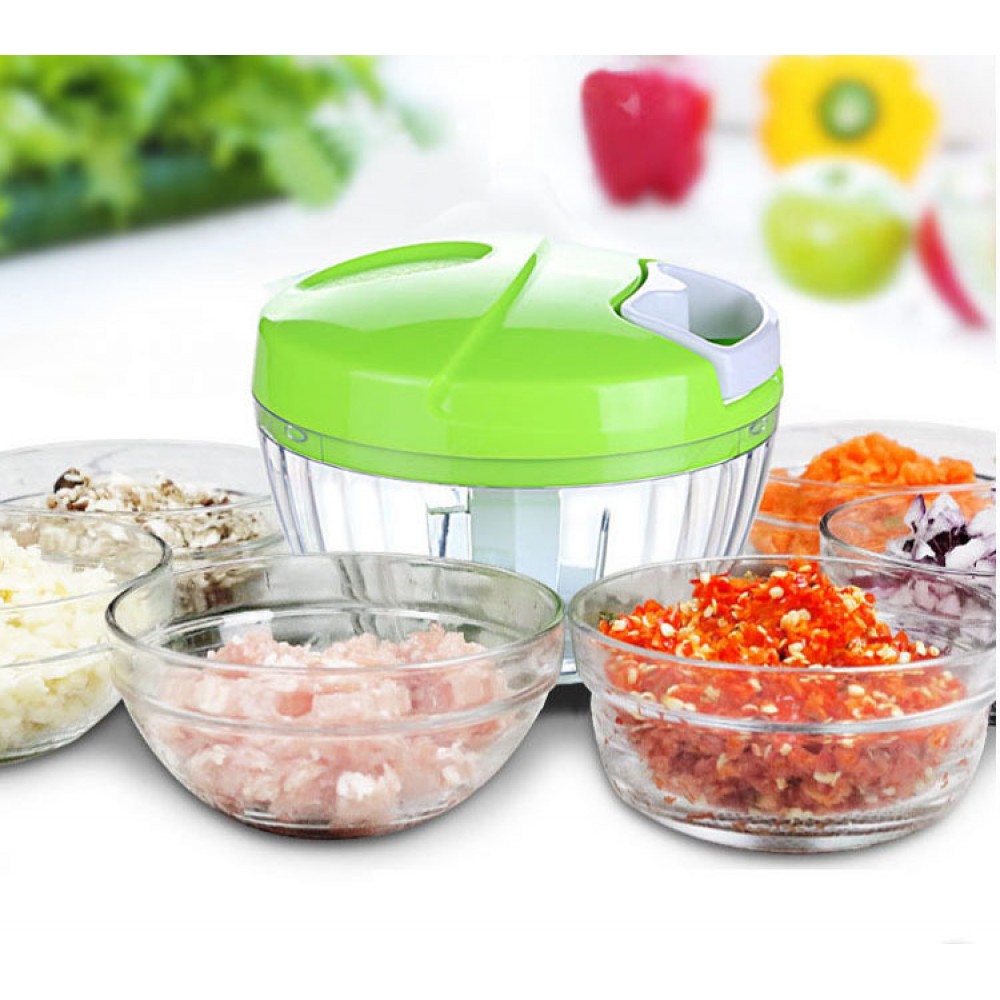 Speedy Chopper - Petit hachoir manuel pour fruits/légumes/salades - blanc/- Vert