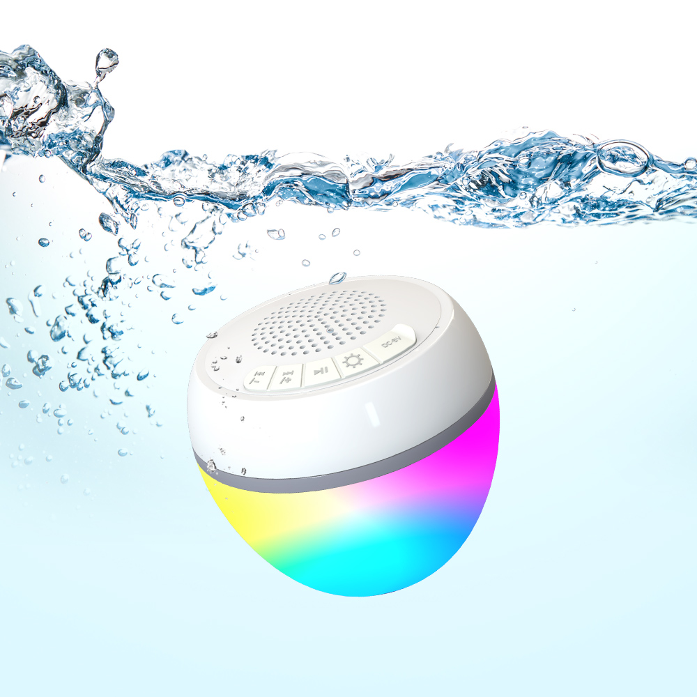 HaiSound Haut-parleur Bluetooth flottant avec éclairage d'ambiance LED IP68 étanche - Blanc