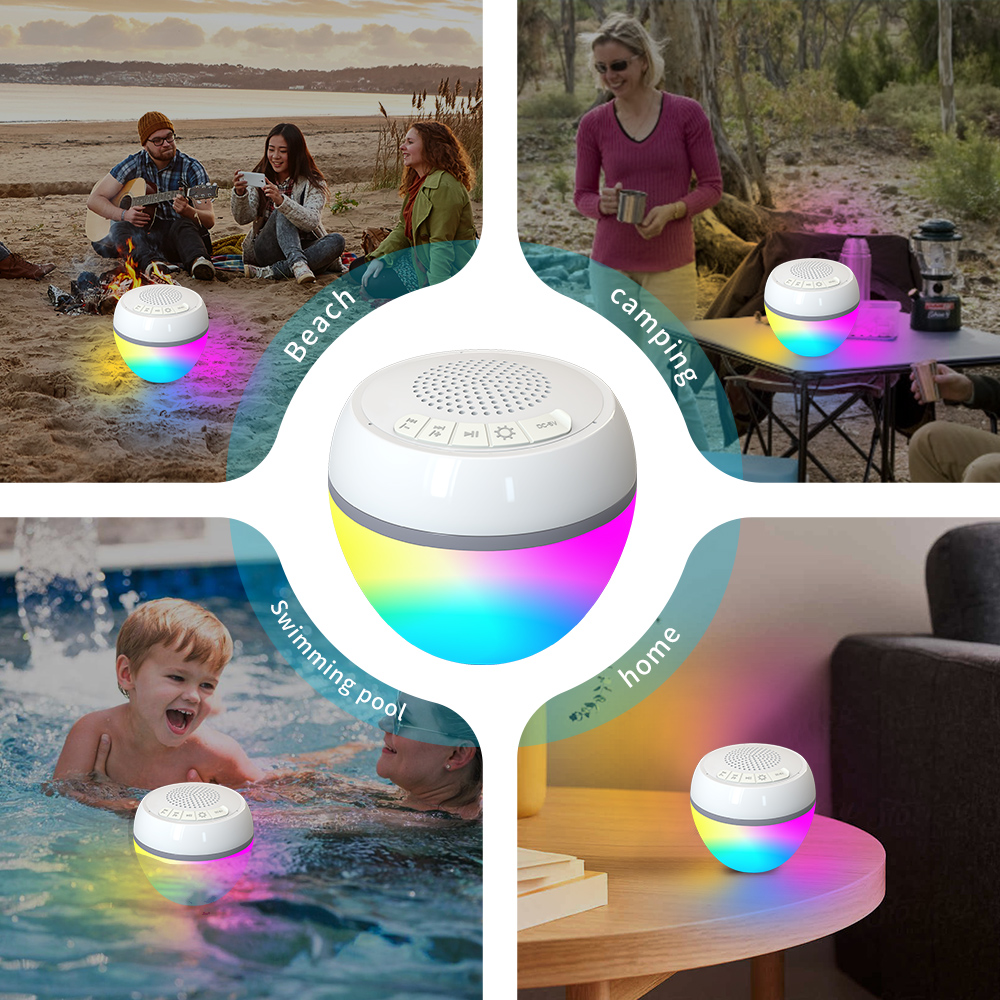 HaiSound Haut-parleur Bluetooth flottant avec éclairage d'ambiance LED IP68 étanche - Blanc