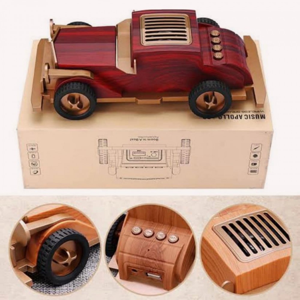 Haut-parleur Bluetooth vintage Apollo B2 au look rétro chic de voiture en bois