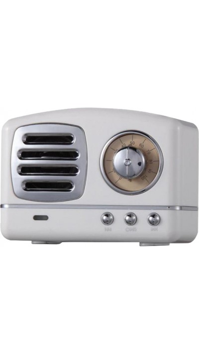 Haut-parleur Vintage sans fil Bluetooth Retro 60s Look Radio/AUX/SD - Blanc