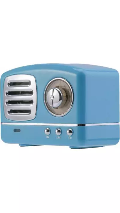 Haut-parleur Vintage sans fil Bluetooth Retro 60s Look Radio/AUX/SD - Bleu