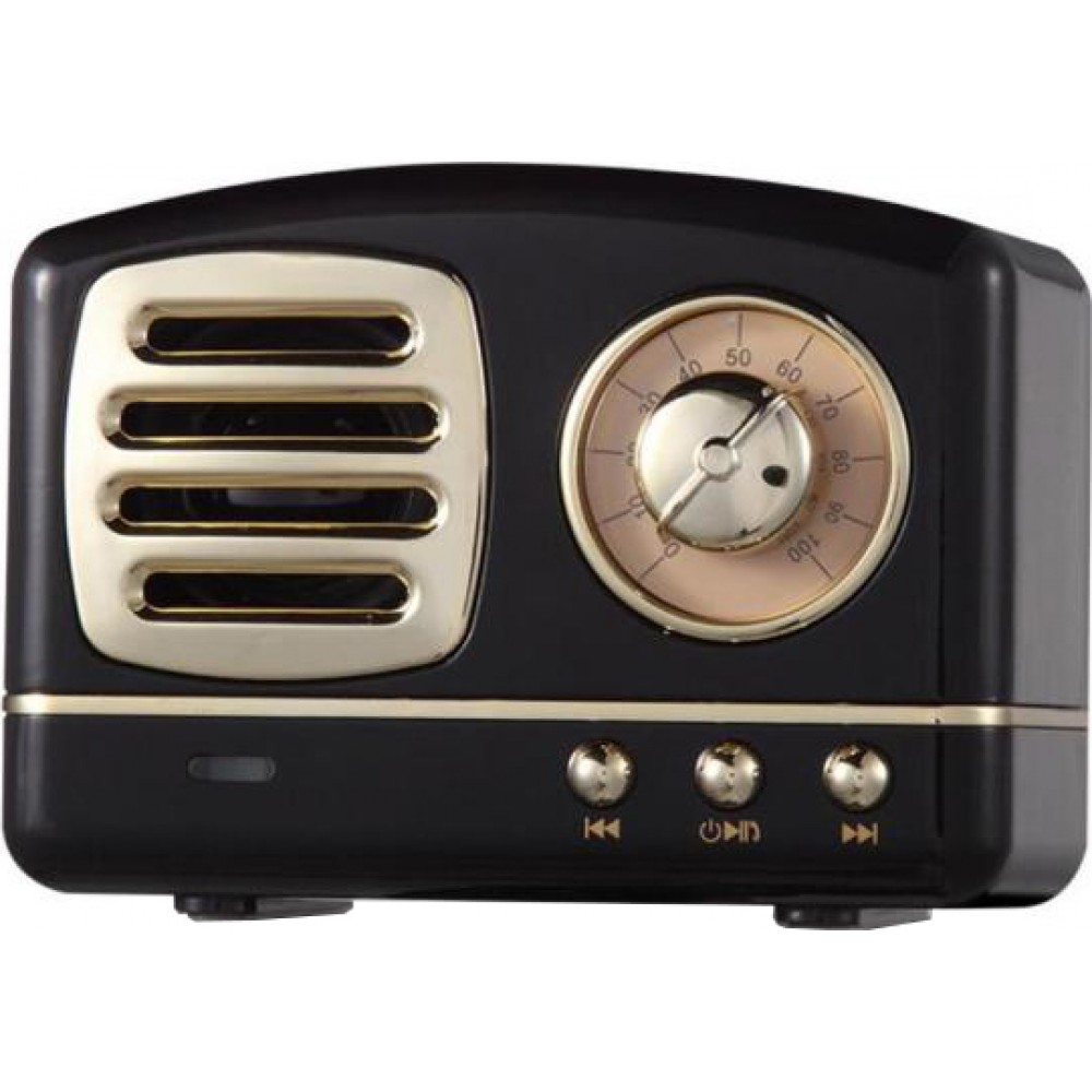 Haut-parleur Vintage sans fil Bluetooth Retro 60s Look Radio/AUX/SD - Noir