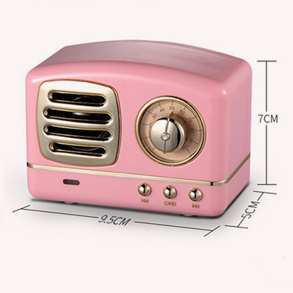Haut-parleur Vintage sans fil Bluetooth Retro 60s Look Radio/AUX/SD - Rose